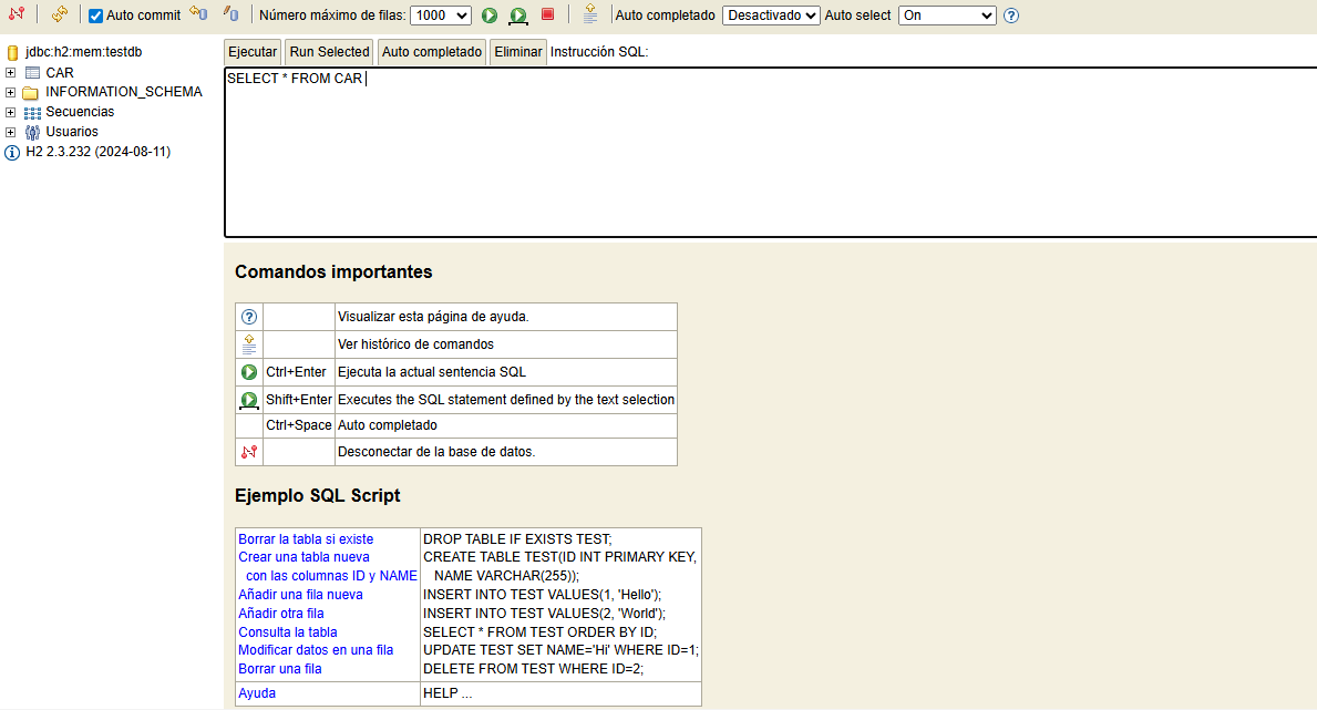 Spring Boot base de datos h2